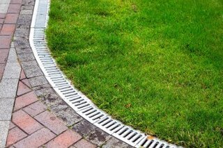 curved lawn with built in drainage system